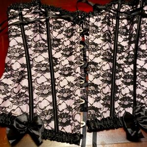 Baby Pink and Black Lace Corset